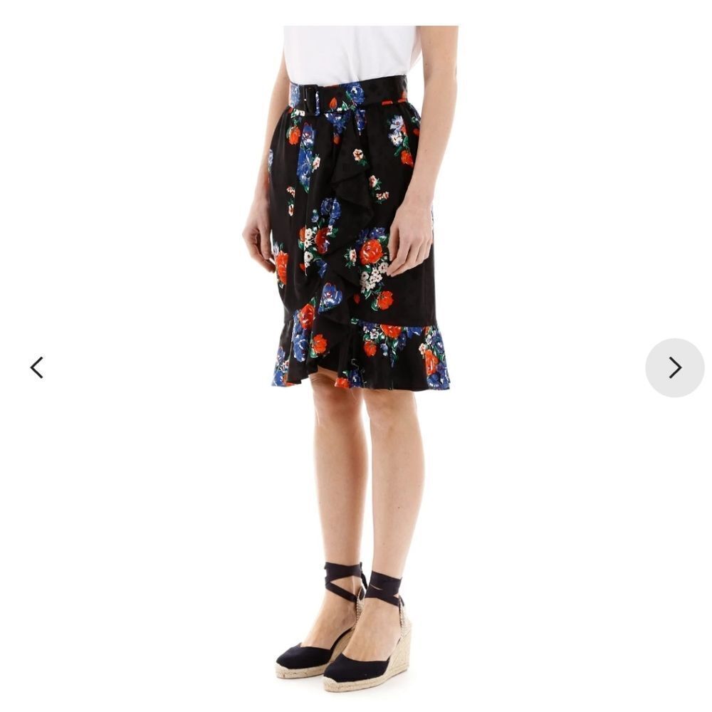 Tory Burch Floral SILK WRAP RUFFLE SKIRT WITH BELT in Black - Size 4 - Picture 16 of 16